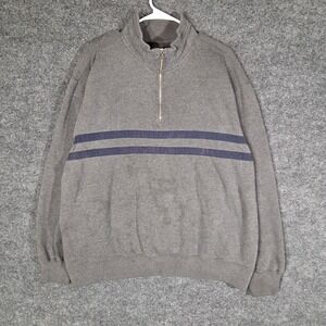 Catalina Mens Large 1/4 Zip Sweatshirt Gray Striped Pullover Fleece Lined L